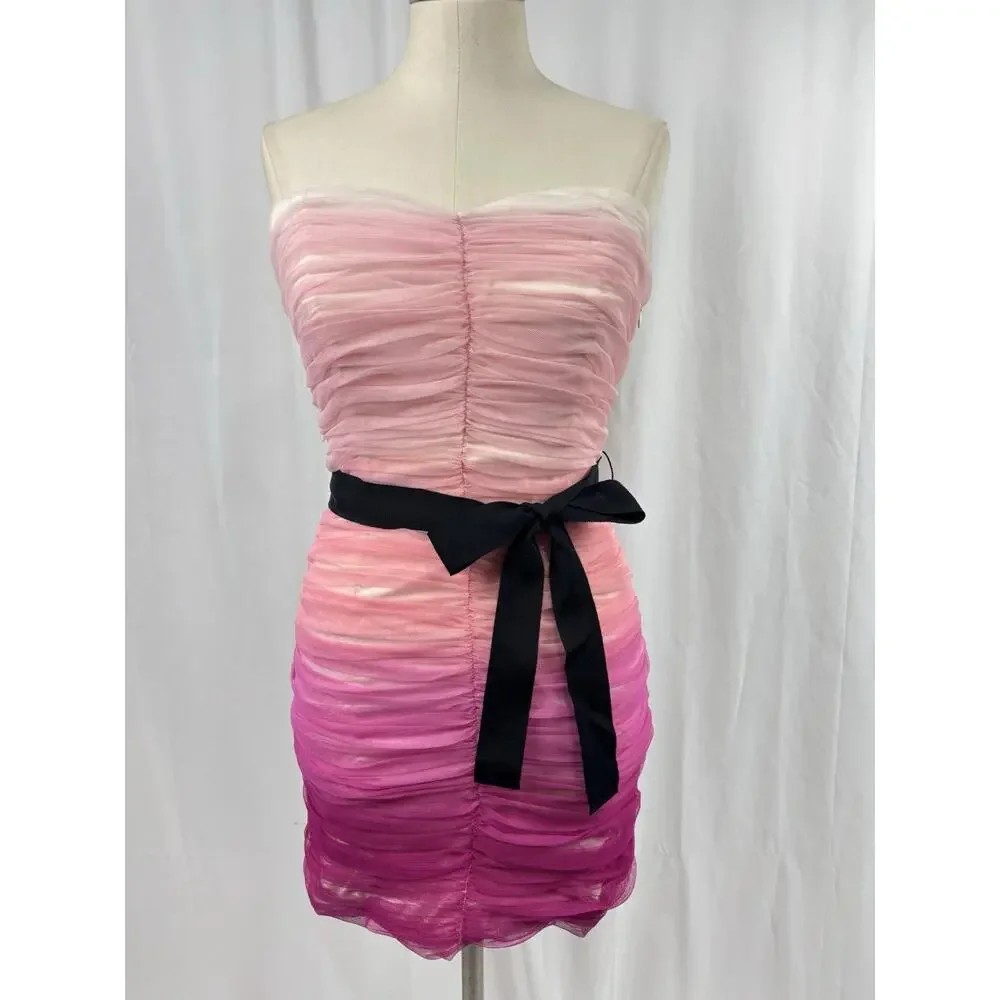 Pearl Georgina Chapman Dress Size 6 Strapless Pink Ruched Cocktail Formal Y2K - Picture 1 of 10